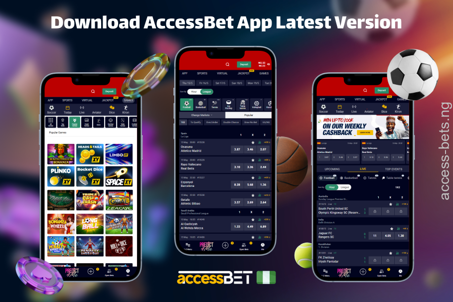 The AccessBet mobile app allows users in Nigeria to bet on sports from their mobile phones