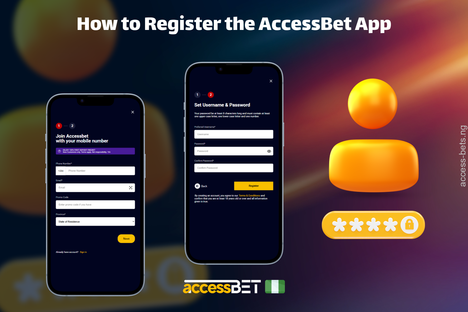 The AccessBet app offers a simple registration process for Nigerian residents